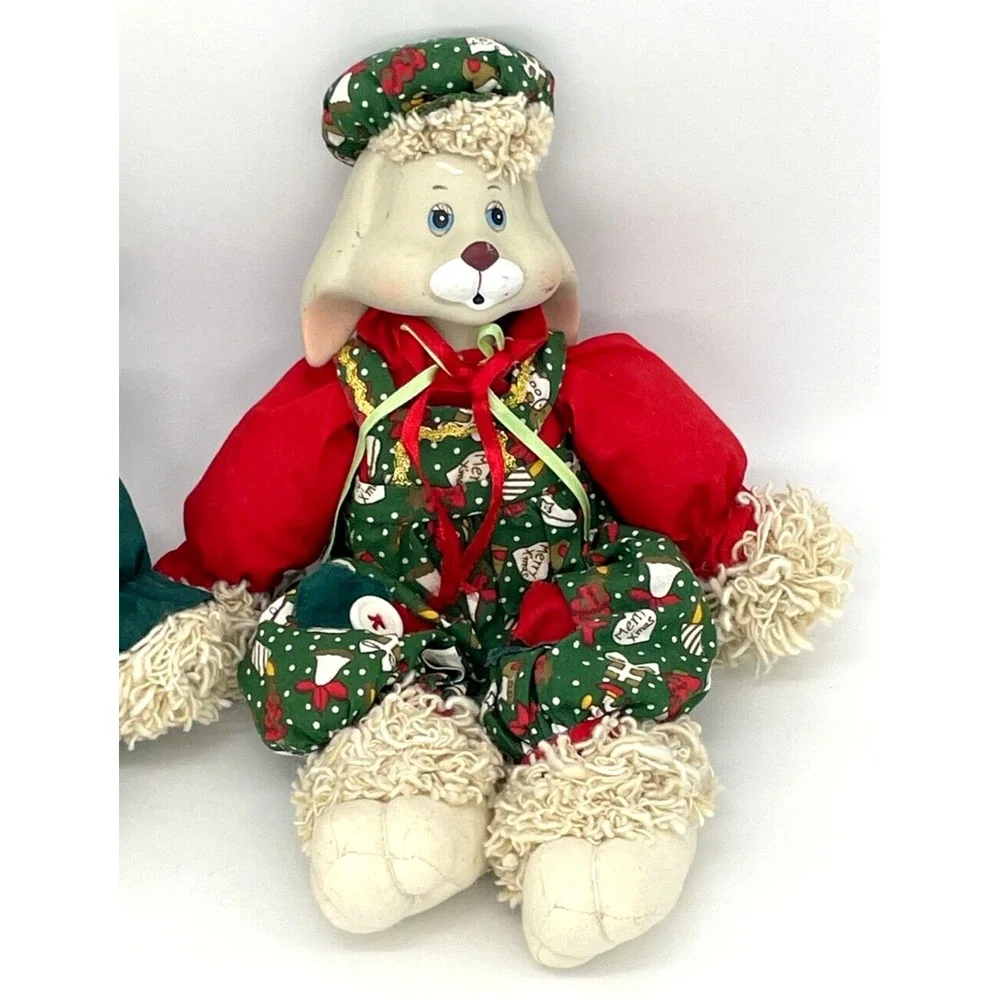 Christmas Bunnies HIP and HOP House Of Lloyd‎ Porcelain Shelf Sitters 1995 VTG